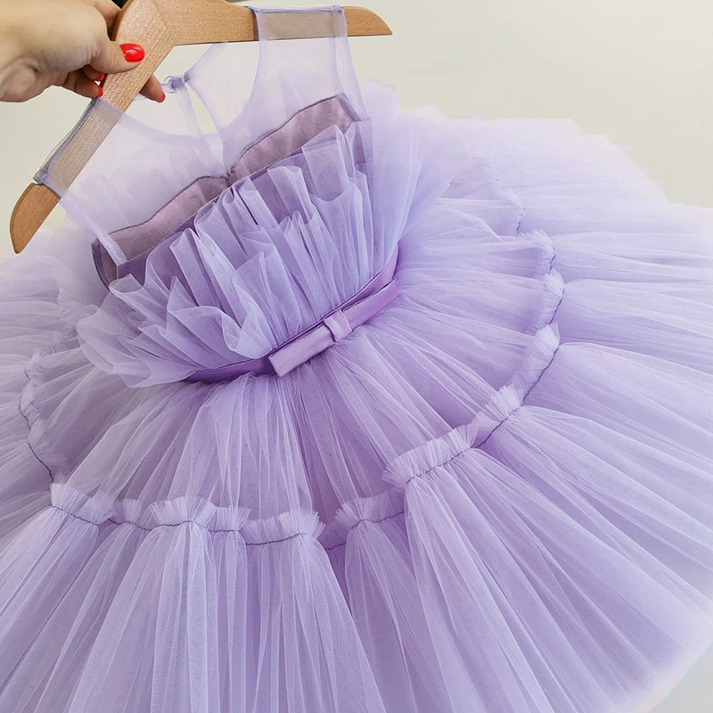 High Waist Waist Line Toddler(3-6Years) Age Group Fashion Solid Color Cotton Blend Polyester Girls Dresses