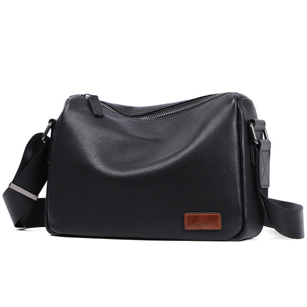 Túi đeo chéo nam da bò thật dạng hộp nhỏ 29×11×17 cm — Màu đen