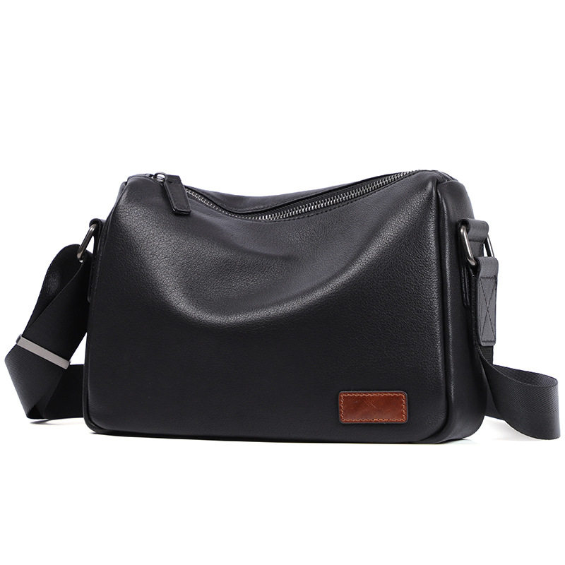Túi đeo chéo nam da bò thật dạng hộp nhỏ 29×11×17 cm — Màu đen