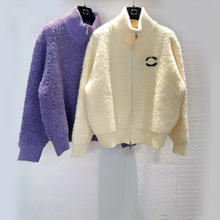 小香家新款高领拉链纯色气质加厚保暖羊羔毛针织衫外套清纯少女装