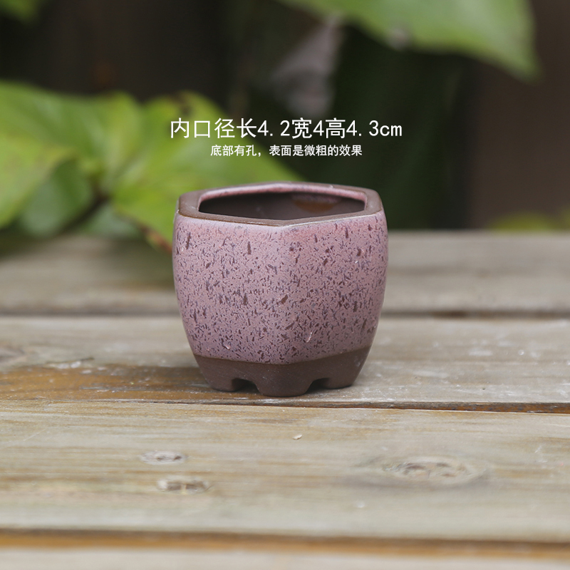 親指のたらいのミニ手作りは紫砂の粗い陶陶磁器の桃の卵の葉をまねて苗を挿します。|undefined
