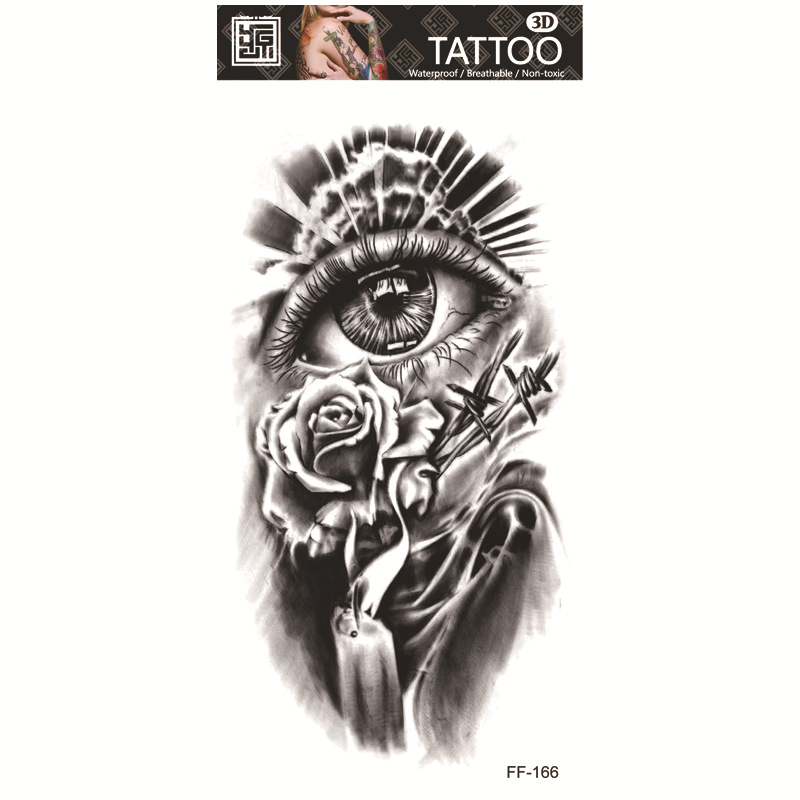 Yuanhua fábrica de pegatinas de tatuaje a prueba de agua en stock al por mayor cabeza de Lobo tótem texto árabe tatuaje pegatinas suministro transfronterizo