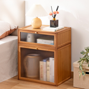 Bedside Table Storage Rack Small Cabinet Simple Modern Solid Wood Bedroom Rental Storage Cabinet Home Children's Simple