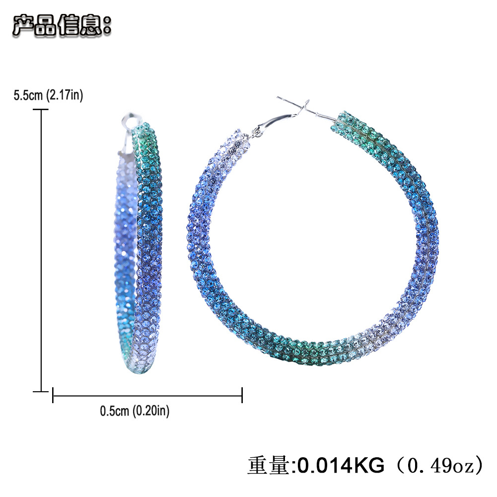 fashion blue gradient big circle earrings wholesale