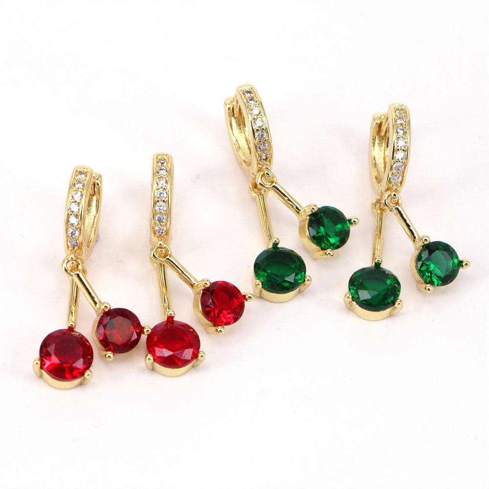 Fashion Creative New Colorful Inlaid Zirconium Round Copper Pendant Earrings display picture 4