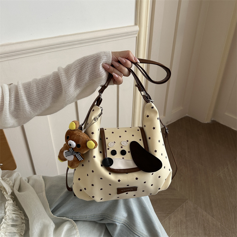2026 New Korean Style Cute Cartoon Rabbit Shoulder Bag for Women, Large Capacity Commuting Tote Bag, Girly Crossbody Bag