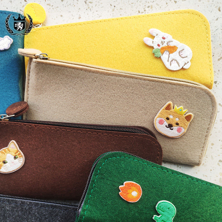 批发小清新大容量文具包 毛毡笔袋笔筒 毛毡文具礼品收纳包可定制