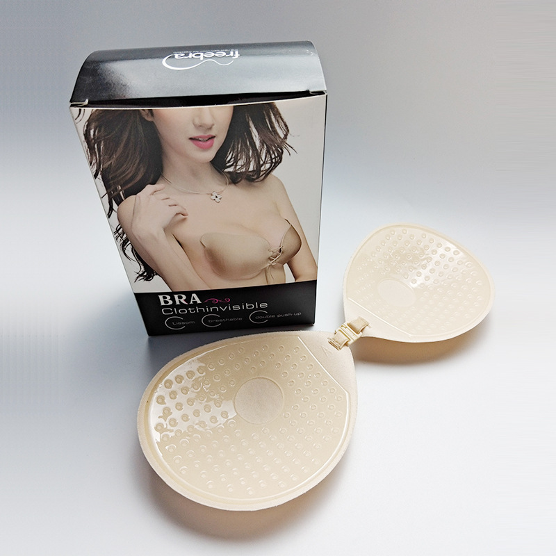 Etiqueta engomada para el pecho de copa redonda, hebilla frontal, pecho pequeño, tela fruncida, mujer, sujetador invisible grande y delgado, ropa interior, tirantes, pegatina para el pecho de boda
