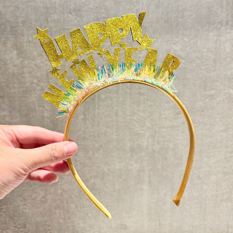 国境を越えた新しい新年ヘッドバンドhappynewyearパーティークリエイティブドレスアップヘッドバンドヘアアクセサリー写真小道具|undefined