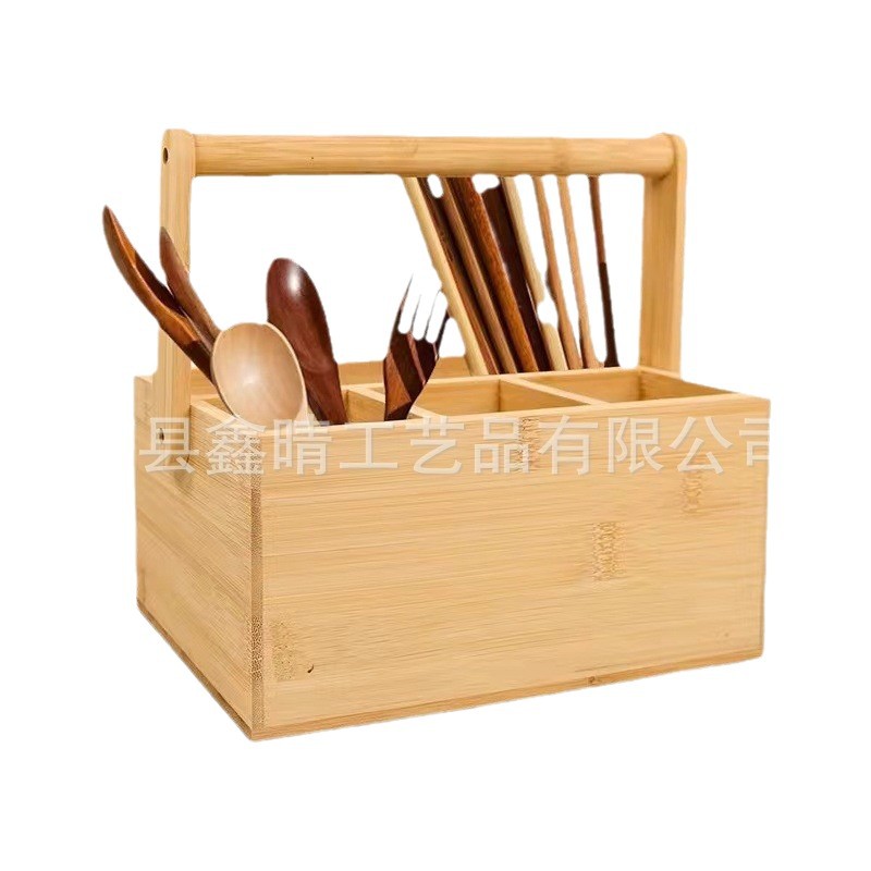 Caja de madera de almacenamiento de vajilla portátil Caja de acabado de madera para cosméticos de escritorio Caja de almacenamiento de madera maciza simple multifuncional