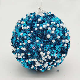 亚马逊热销爆款8cm珍珠亮片圣诞球圣诞节装饰品圣诞树装饰球彩球