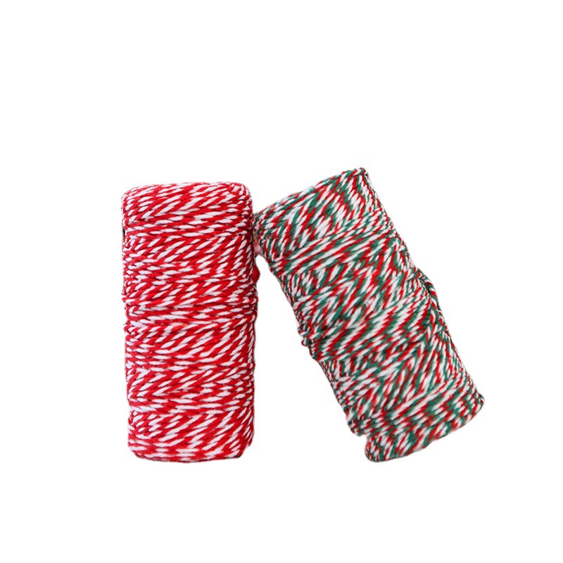 2mm de dos colores de algodón cuerda tejida a mano DIY de doble hilo de color rojo etiqueta delgada cuerda de algodón cinta de cuerda de cáñamo de color