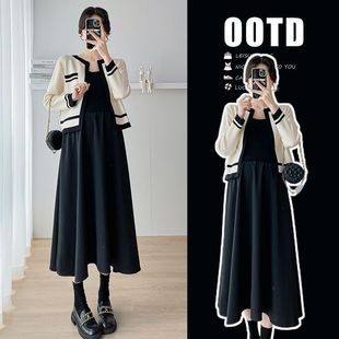 Real shot noble temperament pregnant women's new western style Chanel style fashion suit Chanel style cardigan vest skirt two-piece set