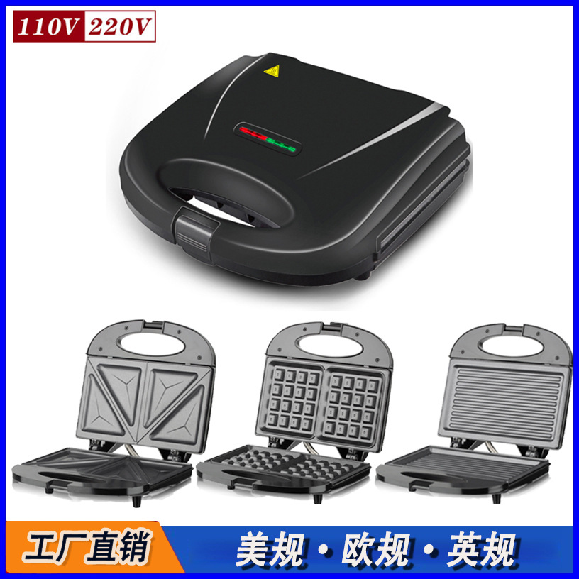 Transfronterizo 220V estándar europeo 110V doble cara máquina de sándwich de calefacción multifuncional toraster de waffles máquina de desayuno
