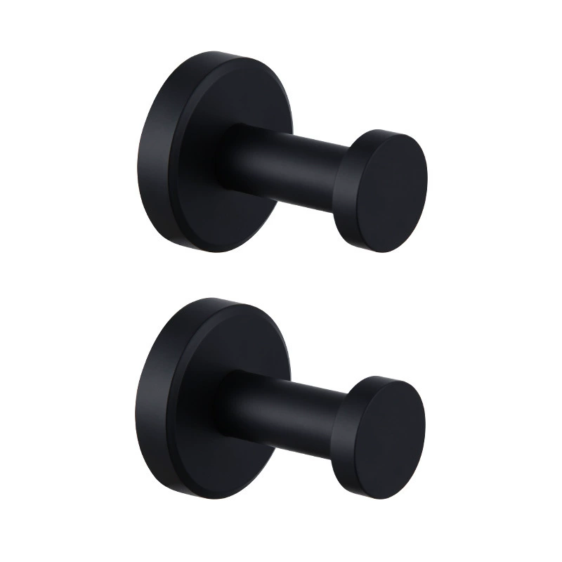 Wholesale bathroom hotel decoration home storage two-pack simple mirror brushed gold matte black stainless steel hooks