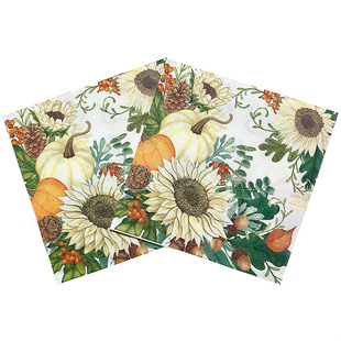 Factory supply colorful creative theme happy birthday printed napkins flowers and plants holiday napkins