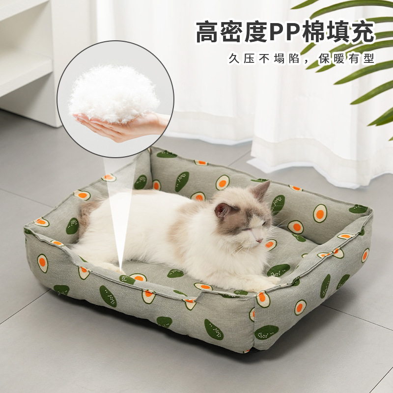 オールシーズン対応の夏用ペットの巣、大型の猫と犬の巣、リネンの通気性のある猫の巣、滑り止めの犬の睡眠の巣、テディの巣|undefined