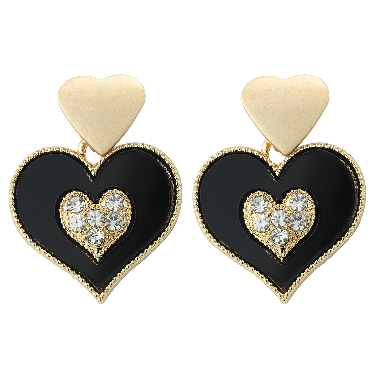 Europe Et Amérique Creative Oeil De Diable Alliage Boucles D'oreilles Diamant-intégré Brillant Accessoires Huile-essuyage Coeur Boucles D'oreilles De Mariage Voyage Boucles D'oreilles display picture 10