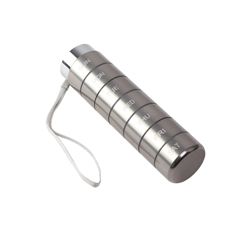 Metal medicine box packing box portable outdoor first aid waterproof medicine bottle Amazon aluminum alloy medicine box 7 days a week