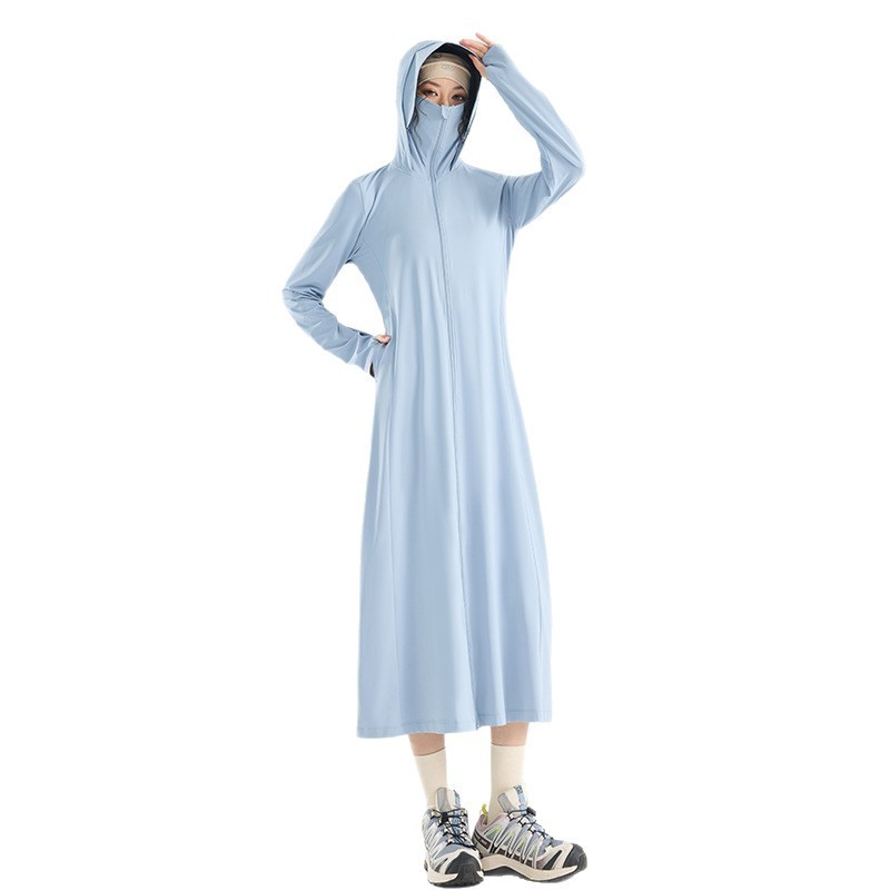 オリジナル糸ロング日焼け止め服女性のためのアイスシルク夏全身日焼け止め服夏の新 2025 通気性ビーチ日焼け止めジャケット|undefined