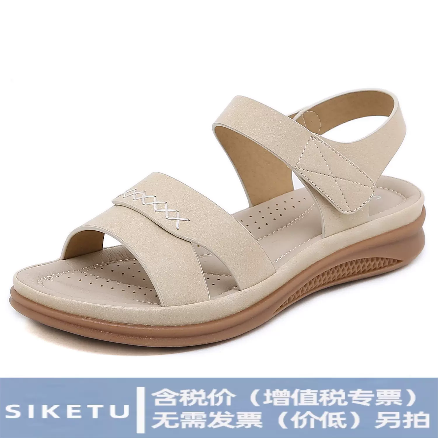 Z637-4新款2025欧美凉鞋女跨境休闲轻便大码复古坡跟舒适凉鞋