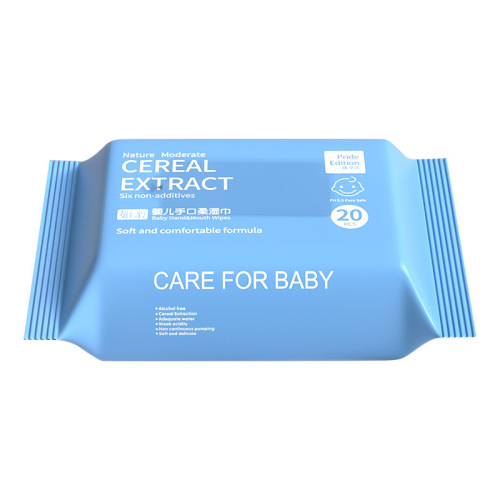 Ruqin baby hand and mouth wet wipes baby small bag portable thickened wet wipes 20 pumps wholesale
