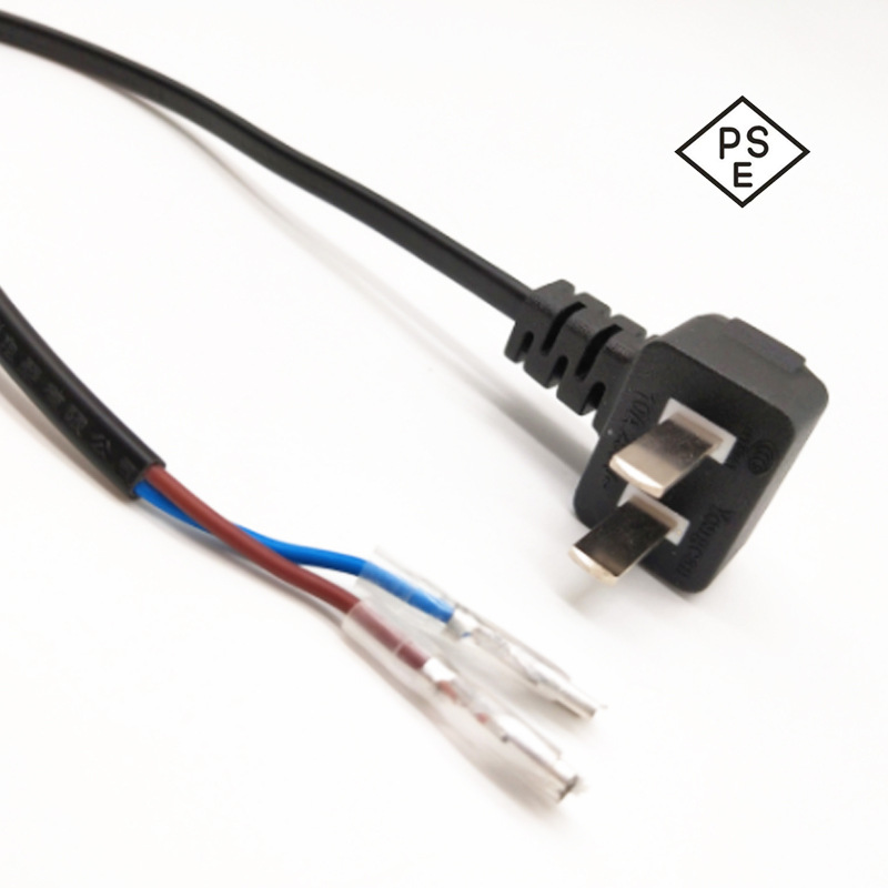 PSE认证日本弯头电源线日规两芯90度7字型插头VCFVCTF日规电源线