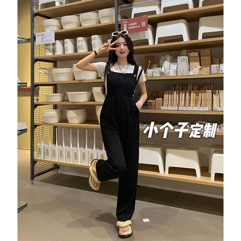 150 Small Suit Strap Pants Women's High Waist Straight Wide Leg Casual Xs High Nine-point Jumpsuit Summer XK