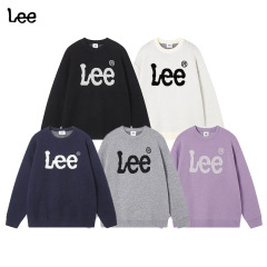 L6韩国潮牌Lee圆领毛衣长袖秋冬保暖情侣款韩版休闲宽松ins百搭款