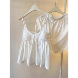 纯欲风大码睡衣女款2025新款夏季性感蕾丝吊带短裤家居服套装外穿