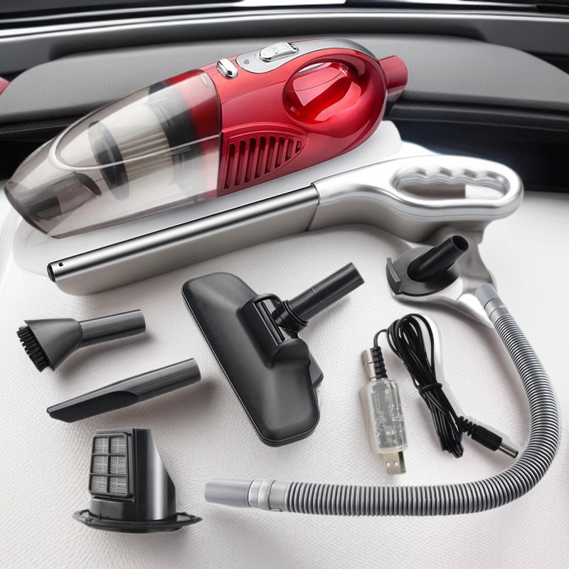 跨境USB充电式无线吸尘器干湿两用车用家用吸尘器100W推杆扫地机