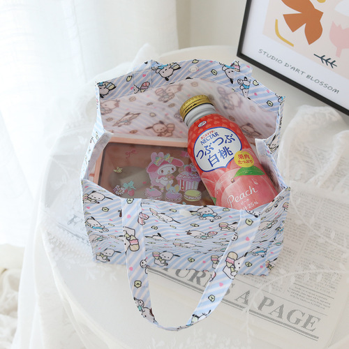 Cute Japanese waterproof cartoon portable lunch box bag lunch bag doll pattern outing hand bag water bottle bag