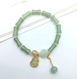 S079-Pulsera de calabaza verde bambú de jade Donglin#tamaño 627