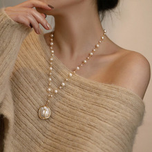 巴洛克珍珠项链女锁骨链毛衣链小众设计感简约时尚设计感ins简约