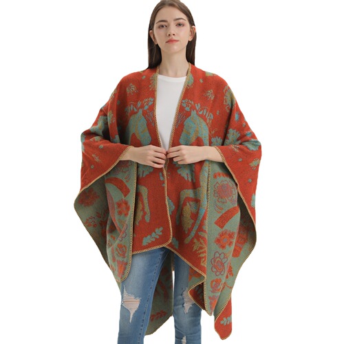 Cross-border foreign trade shawl for women, four seasons wear, faux cashmere split cloak, plus knitted outerwear, Amazon wholesale