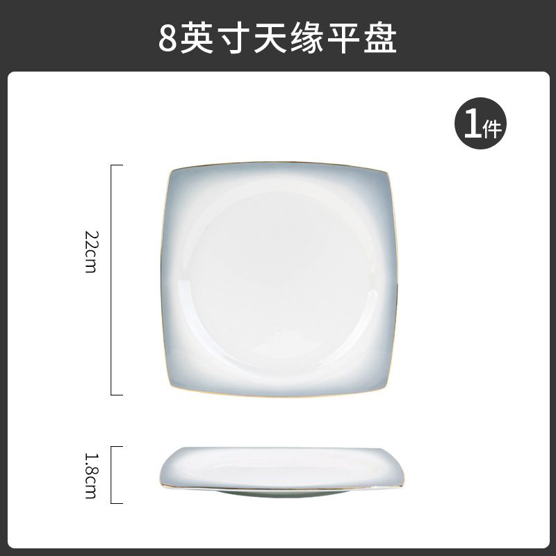 Tangshan tazón doméstico nuevo tazón de fideos hueso porcelana cubiertos sopa tazón de pintura dorado color gradiente puede microondas tazón de cerámica