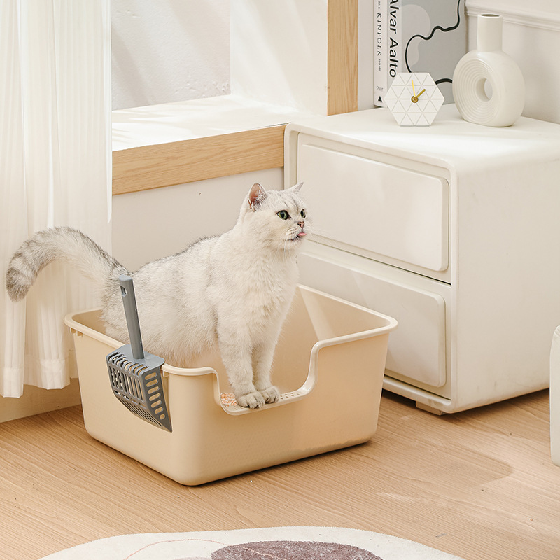 Cat Litter Box Super Large Size Anti-Splash Semi-Closed Extra Large Cat Supplies Litter Box Cat Litter Box High-Height Ultra Sand Pot 