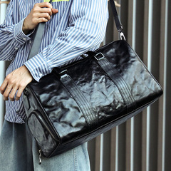 大容量短途旅行包男包頭層皮復古手提行李包潮流真皮男士健身包