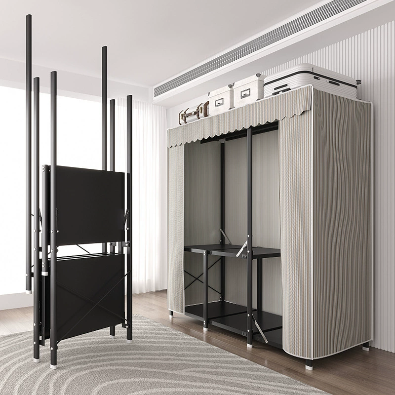 Складной шкаф без установки Простой шкаф для арендной комнаты Домашняя спальня Небольшая квартира Тканевый шкаф Прочный и долговечный