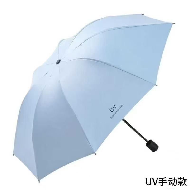 Eight-bone manual umbrella light blue