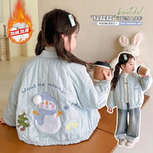 女童秋冬新款棉衣外套女宝宝可爱夹棉加绒棒球棉服加厚夹克衫跨境