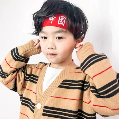 Children's street dance headband for the June 1st Children's Day school performance, hip-hop, China red, sports, go for victory headband