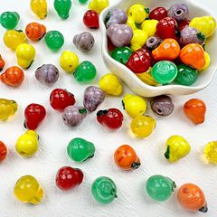 水果彩色梨手工琉璃珠外贸ins同款胖胖梨水果可爱饰品材料配件