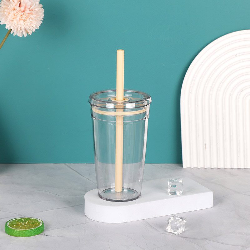 クロスボーダー 15 オンスプラスチックカップポータブル単層透明プラスチックカップストローカップマルチカラーコーヒーカップミルクティーカップ|undefined