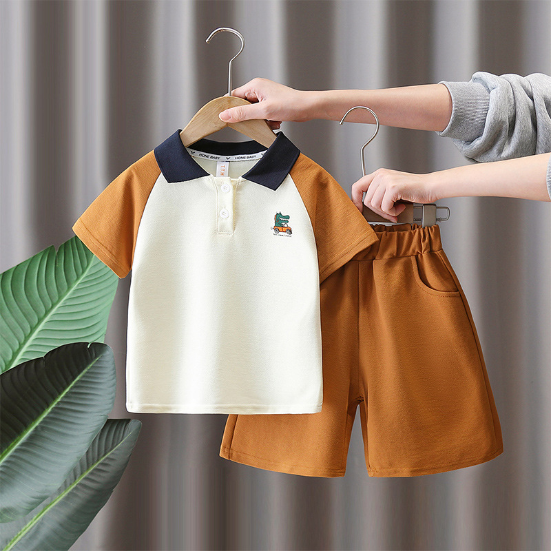 7165 traje de verano para niños 2025 nuevos pantalones cortos de manga corta de verano para niños