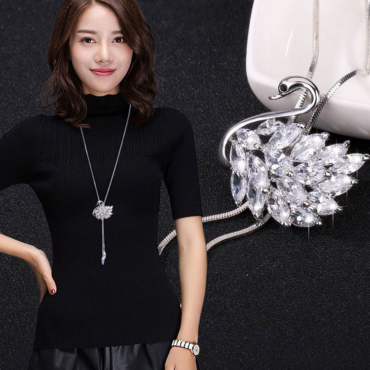 Korean New Fall Winter Fashion Long Swan Sweater Chain All-match Necklace Elegant Ornament Pendant Wholesale display picture 2