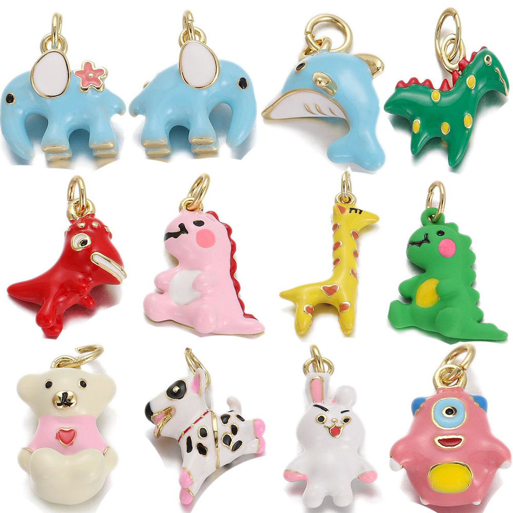 2g Weight Pendant Jewelry Making Type DIY Jewelry Accessories Classification 1 Piece Quantity Copper Material Animal Pattern All Seasons Season Enamel, Plating Design Cute Style 1 Piece Copper Animal Pendant 8