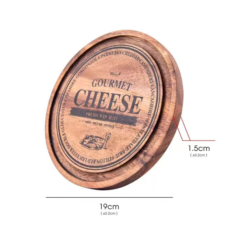 Pantalla de seda redonda logo mini tabla de cortar madera maciza cocina fruta tabla de cortar pan plato queso sushi swing placa