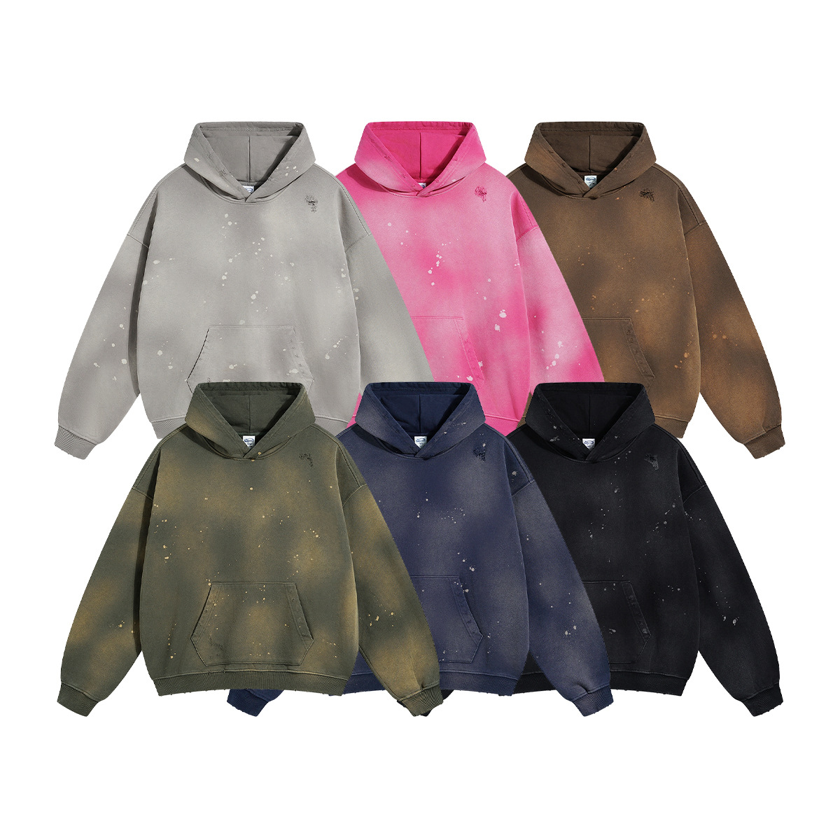 Herbst- und Wintermode: Schwere 450g-Sprüh-Herrenjacke mit Kapuze im Used-Look und Farbverlauf im Vintage-Stil._voghion.com