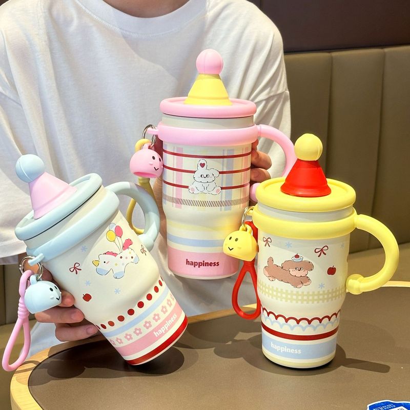 高颜值女士316不锈钢保温杯大容量桌面杯子吸管水杯保冷咖啡杯|undefined